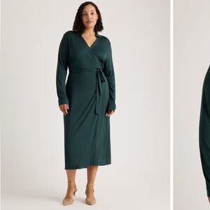 Quince 100% Silk Jersey Midi Wrap Dress (Sm) NWT